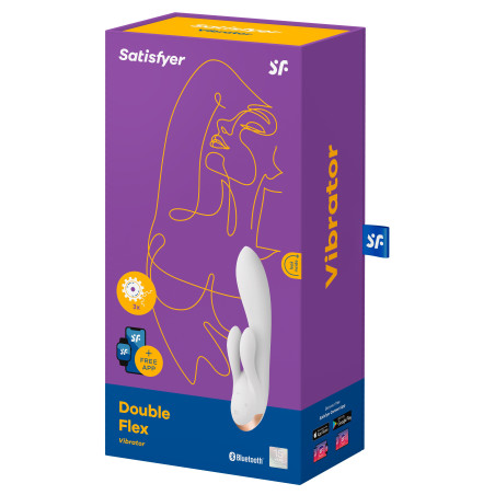 Vibro Rabbit connecté DOUBLE FLEX Satisfyer 20cm Blanc