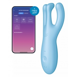 Stimulateur de clitoris connecté THREESOME 4 Satisfyer 14cm Turquoise