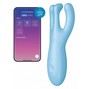 Stimulateur de clitoris connecté THREESOME 4 Satisfyer 14cm Turquoise