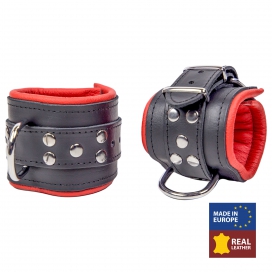 Menottes en cuir Rembourrées pour Poignets Noir-Rouge 2