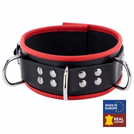 Collier en cuir 3 Anneaux D Rouge 2