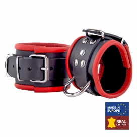 Menottes en cuir pour poignets Noir-Rouge 2