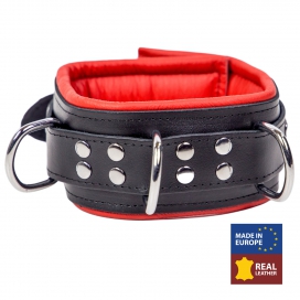 Collier rembourré en cuir 3 Anneaux D Rouge 2
