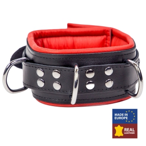 Collier rembourré en cuir 3 Anneaux D Rouge