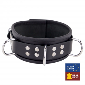 Collier en cuir 3 Anneaux D Noir