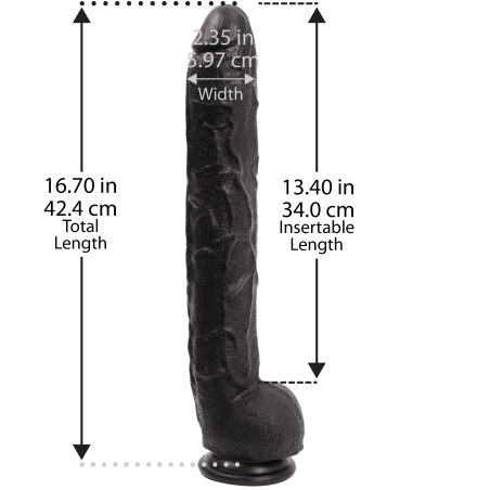 Long gode XXL Dick Rambone 34 cm Noir