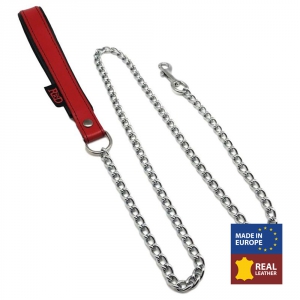 Laisse avec Poignée en cuir 1m Rouge