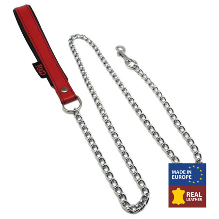 Laisse avec Poignée en cuir 1m Rouge