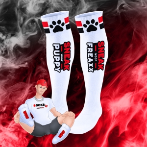 Chaussettes hautes PUPPY TUBE Blanc-Rouge