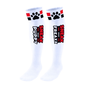 Chaussettes hautes PUPPY TUBE Blanc-Rouge