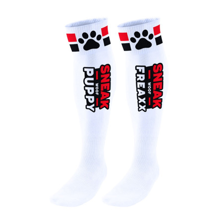 Chaussettes hautes PUPPY TUBE Blanc-Rouge