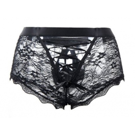 Boxer ouvert en dentelle LACIEN Noire 2