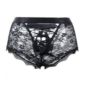 Boxer ouvert en dentelle LACIEN Noire