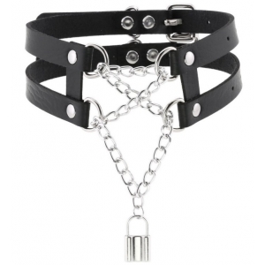Collier Ras de cou PENDANT LOCK Noir