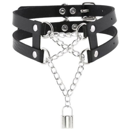 Collier Ras de cou PENDANT LOCK Noir