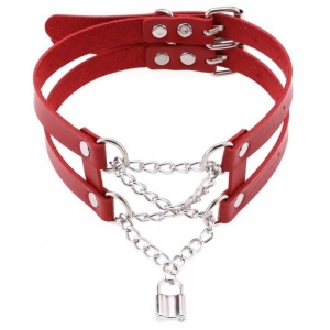Collier Ras de cou PENDANT LOCK Rouge
