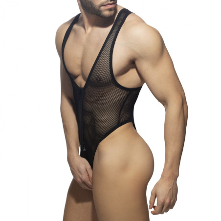 Body String ZIP MESH THONG Noir