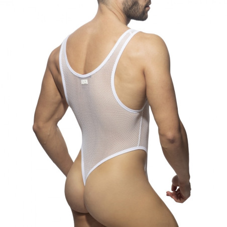 Body String ZIP MESH THONG Blanc