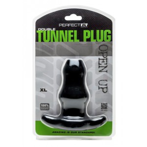 Double Tunnel Plug Extra-Large 14 x 7.8 cm Noir