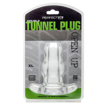 Double Tunnel Plug Extra-Large 14 x 7.8 cm Transparent