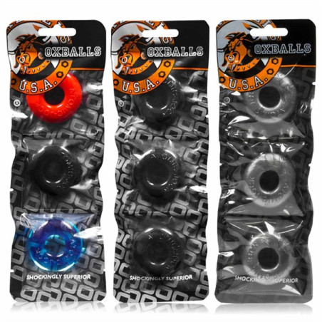 Pack de 3 cockrings Oxballs Gris 15mm