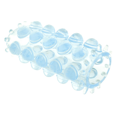 Gaine de pénis perlée POWER STRETCHY 7cm Bleue