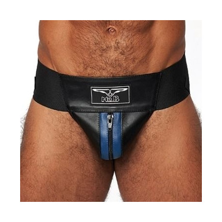 Jockstrap en cuir Mister B Noir-Bleu