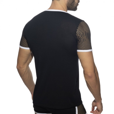 T-shirt MESH-STRIPED Noir-Blanc