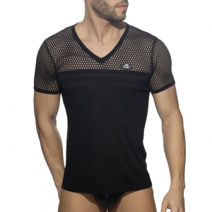 T-shirt MESH-STRIPED Noir