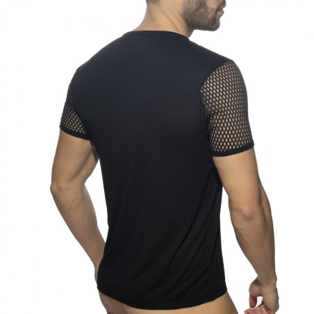 T-shirt MESH-STRIPED Noir
