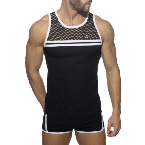 Débardeur MESH-STRIPED Noir-Blanc