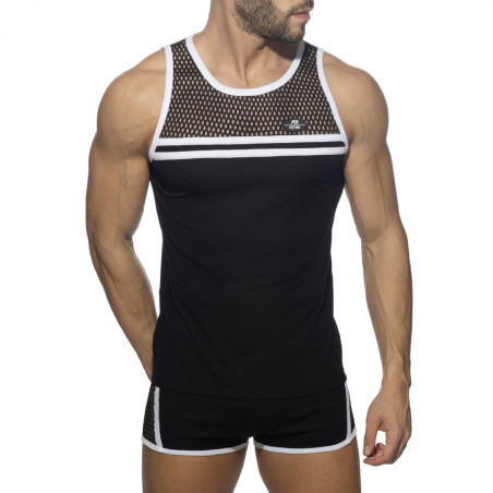 Débardeur MESH-STRIPED Noir-Blanc
