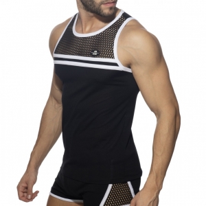 Débardeur MESH-STRIPED Noir-Blanc