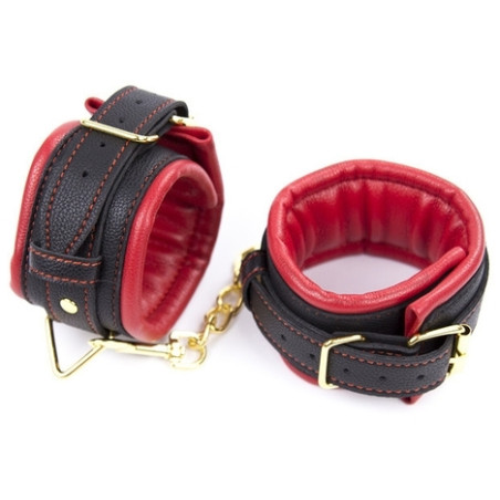 Menottes de poignets rembourrées THICKEN Noir-Rouge