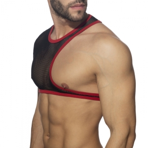 Crop Top IRREGULAR MESH Noir-Rouge