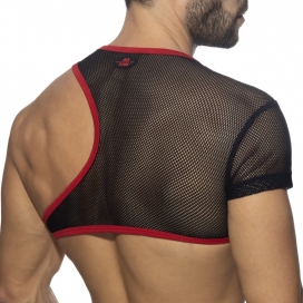 Crop Top IRREGULAR MESH Noir-Rouge 2