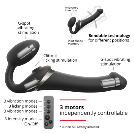 Dildo MULTI ORGASM Strap-On-Me XL 16 x 4.7cm Noir