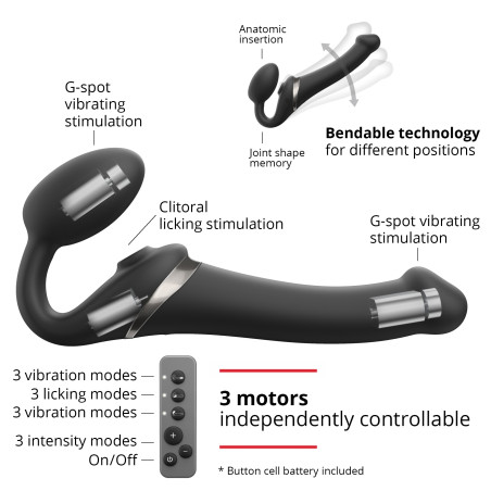Dildo MULTI ORGASM Strap-On-Me L 15.5 x 4.2cm Noir