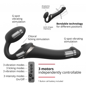 Dildo MULTI ORGASM Strap-On-Me M 15 x 3.8cm Noir