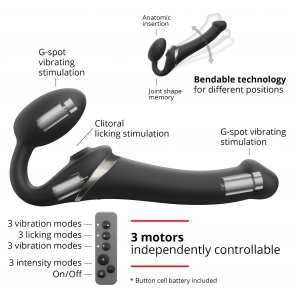 Dildo MULTI ORGASM Strap-On-Me S 14.5 x 3.4cm Noir