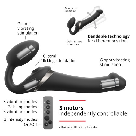 Dildo MULTI ORGASM Strap-On-Me S 14.5 x 3.4cm Noir