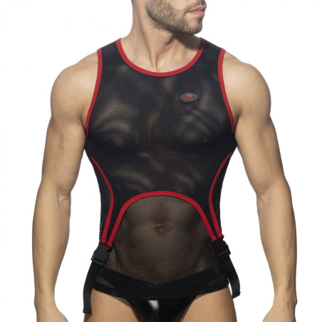 Débardeur MESH DOUBLE CLIP Noir-Rouge