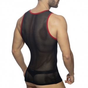Débardeur CROSSED MESH Noir-Rouge