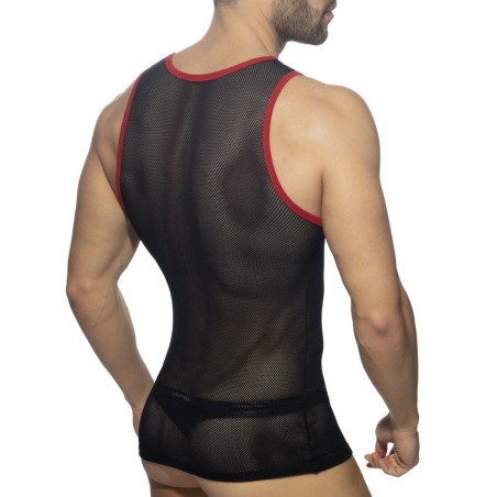 Débardeur CROSSED MESH Noir-Rouge