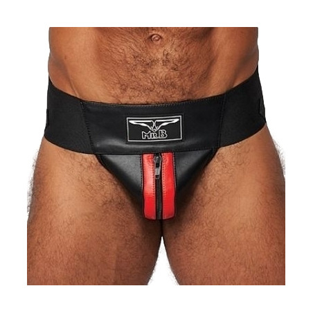 Jockstrap en cuir Mister B Noir-Rouge