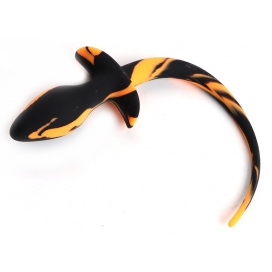 Plug DOG TAIL Noir-Orange 7.5 x 3.1 cm avec Queue 21 cm