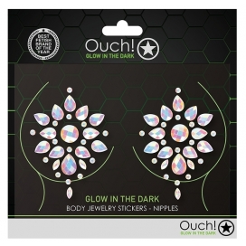 Stickers Cache-seins strass phosphorescents GLOW NIPPLES 2