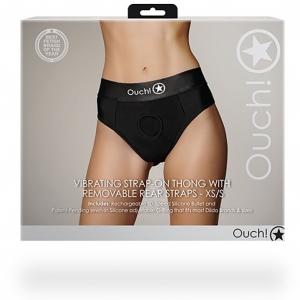Jock String vibrant STRAP-ON THONG REAR OPEN Noir 