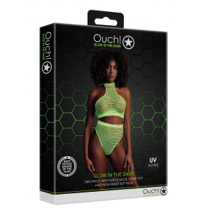 Ensemble Bustier et Culotte Filet Vert Fluo