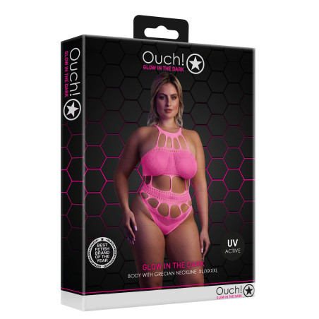 Body à encolure grecque Rose Fluo